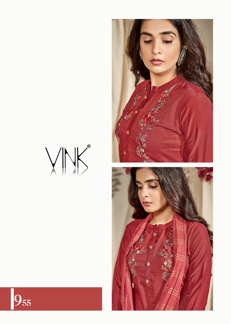 Vink Fashion Starlight Vol 3 Viscose Embroidery KurtI With Bottom Wear