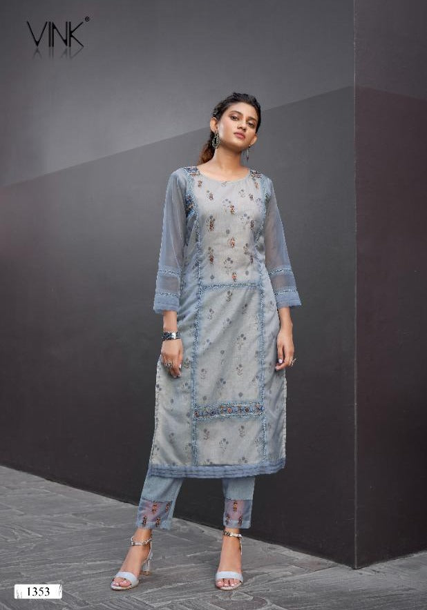 Vink Launch By Platinum 2 Organza With Heavy Embroidery Handwork Casual Wear Salwar Suit