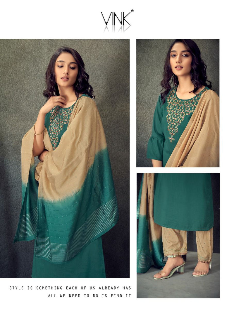 Vink Legacy Viscose Silk Embroiderd Muslin Designer Wear Kurti