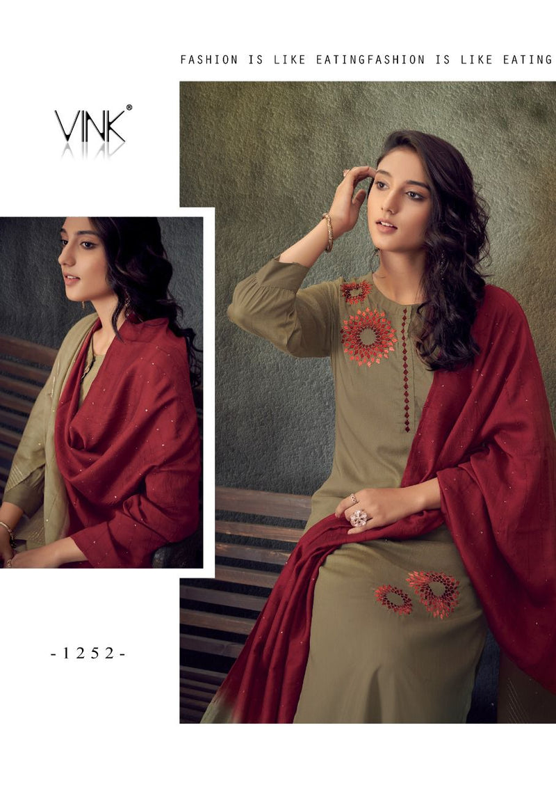 Vink Legacy Viscose Silk Embroiderd Muslin Designer Wear Kurti