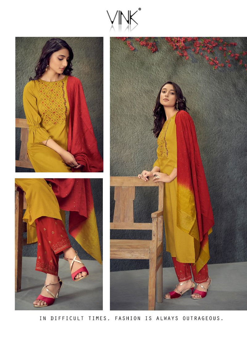 Vink Legacy Viscose Silk Embroiderd Muslin Designer Wear Kurti