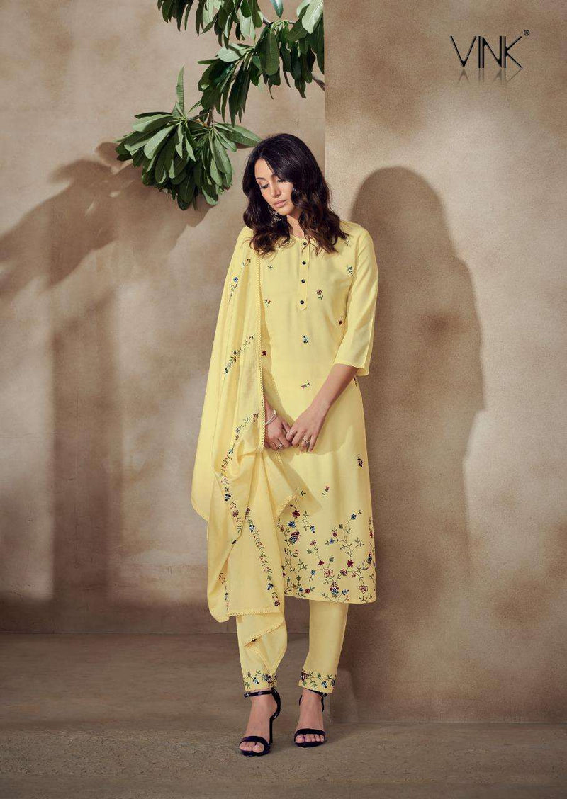 Vink Presents Wonder Rayon Exclusive Printed Long Stright Readymade Casual Wear Kurti With Pant