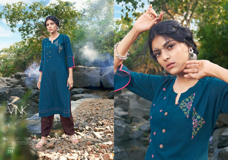 Vink Rio Vol 4 Cotton With Heavy Embroidery Work And Hand Work Exclusive Kurtis With Pant