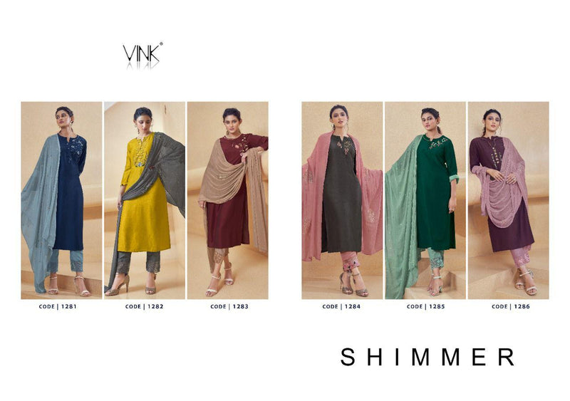 Vink Shimmer Silk Designer KurtI With Dupatta And Pant