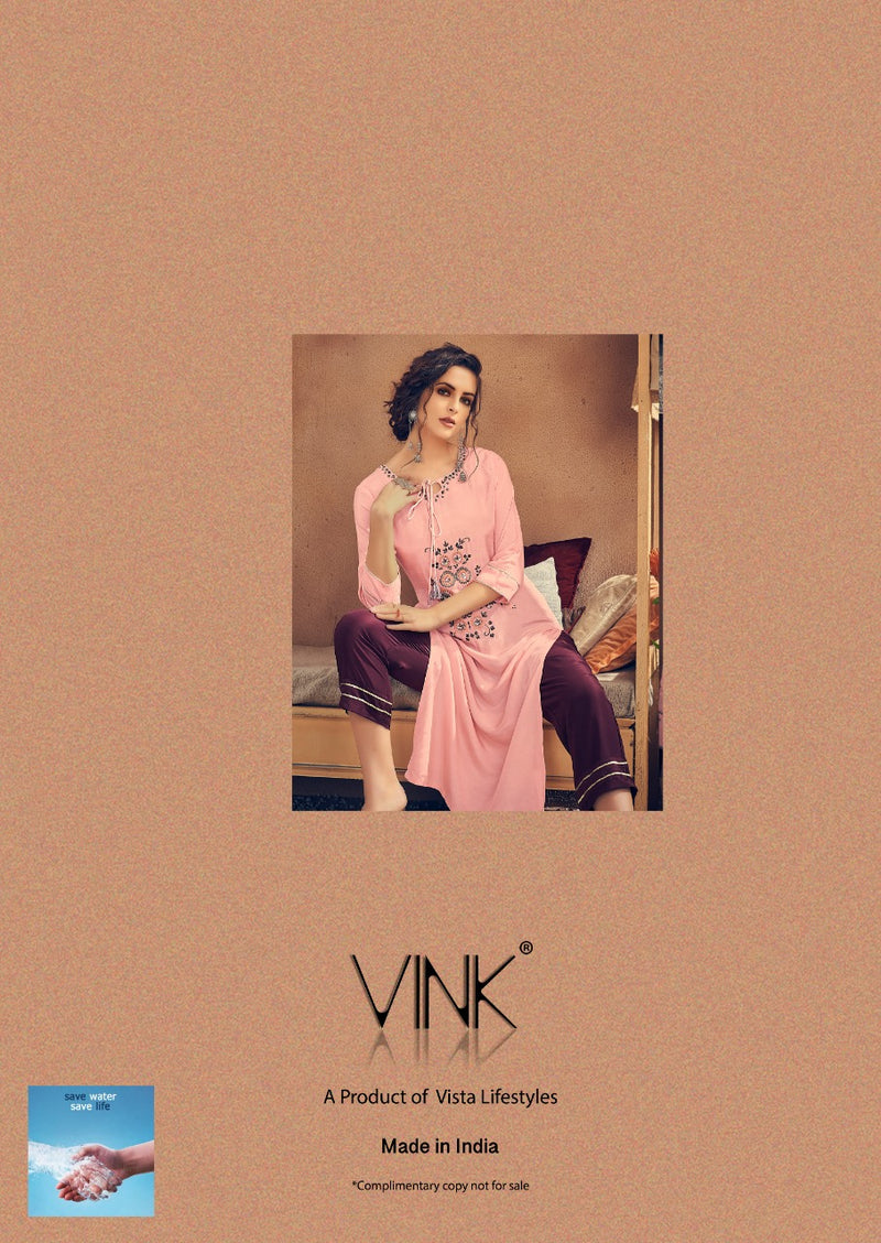 Vink Vintage Nx Viscose Embroidery Work With Hand Work Readymade Kurti With Plazzo