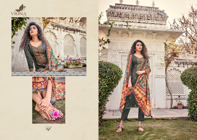 Viona Suit Aafia Pure Cotton Jam Satin Printed Heavy Embroidery Work Salwar Kameez