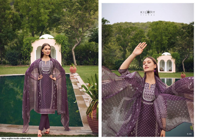 Kilory Trends Wajiha Muslin Printed With Heavy Embroidery Work Stylish Designer Party wear Salwar Kameez