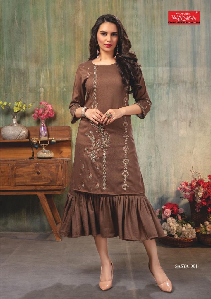 Wanna Sasya Vol 1  Fancy Designer Long Frock Style Kurtis In Chinon Silk
