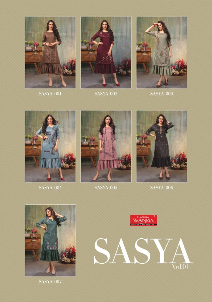 Wanna Sasya Vol 1  Fancy Designer Long Frock Style Kurtis In Chinon Silk