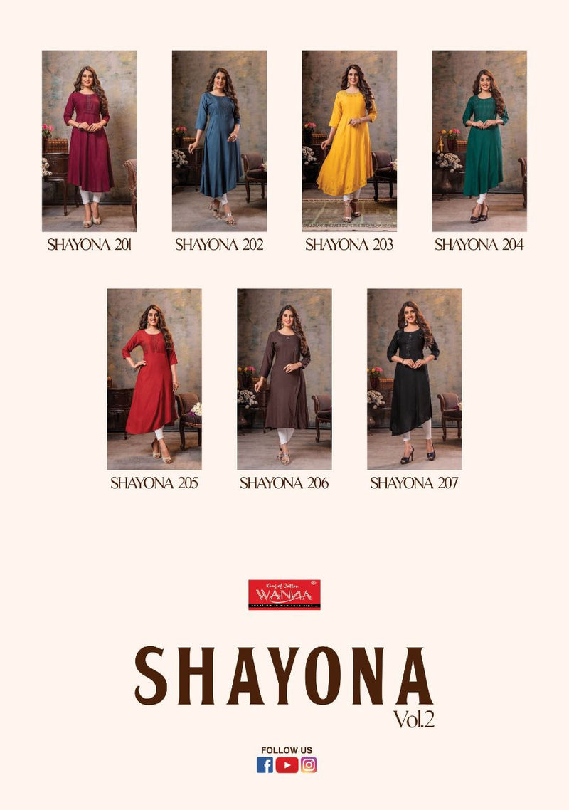 Wanna Shayona Vol 2 Rayon Stylish Fancy Party Wear Kurtis