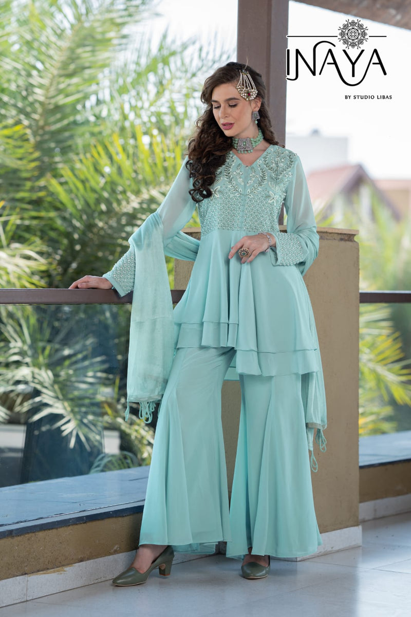 Inaya Wedding Affair Georgette With Heavy Embroidery Work Stylish Designer Beautiful Sharara Kurti