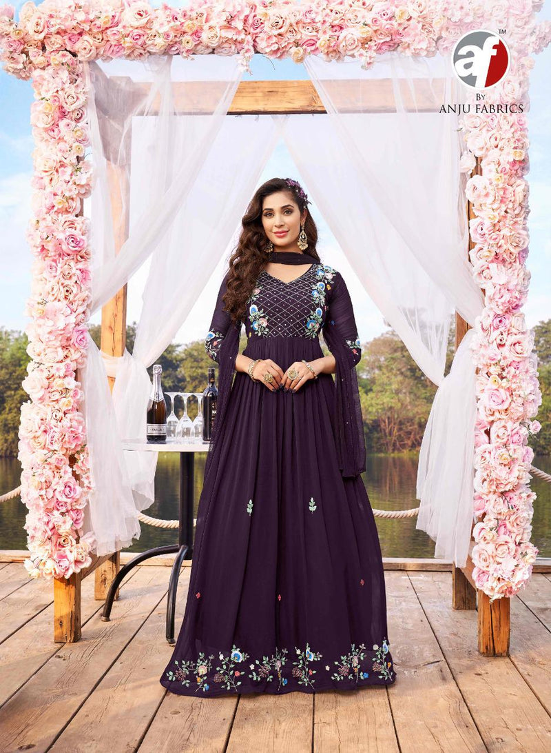 Anju Fabrics Wedding Masti Georgette With Heavy Beautiful Embroidery Work Stylish Designer Long Gown