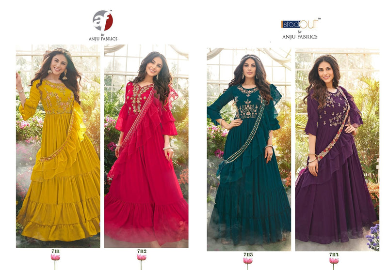 Anju Fabs Wedding Musti Vol 2 Chiffon Beautiful Hand Work Stylish Designer Party Wear Long Gown