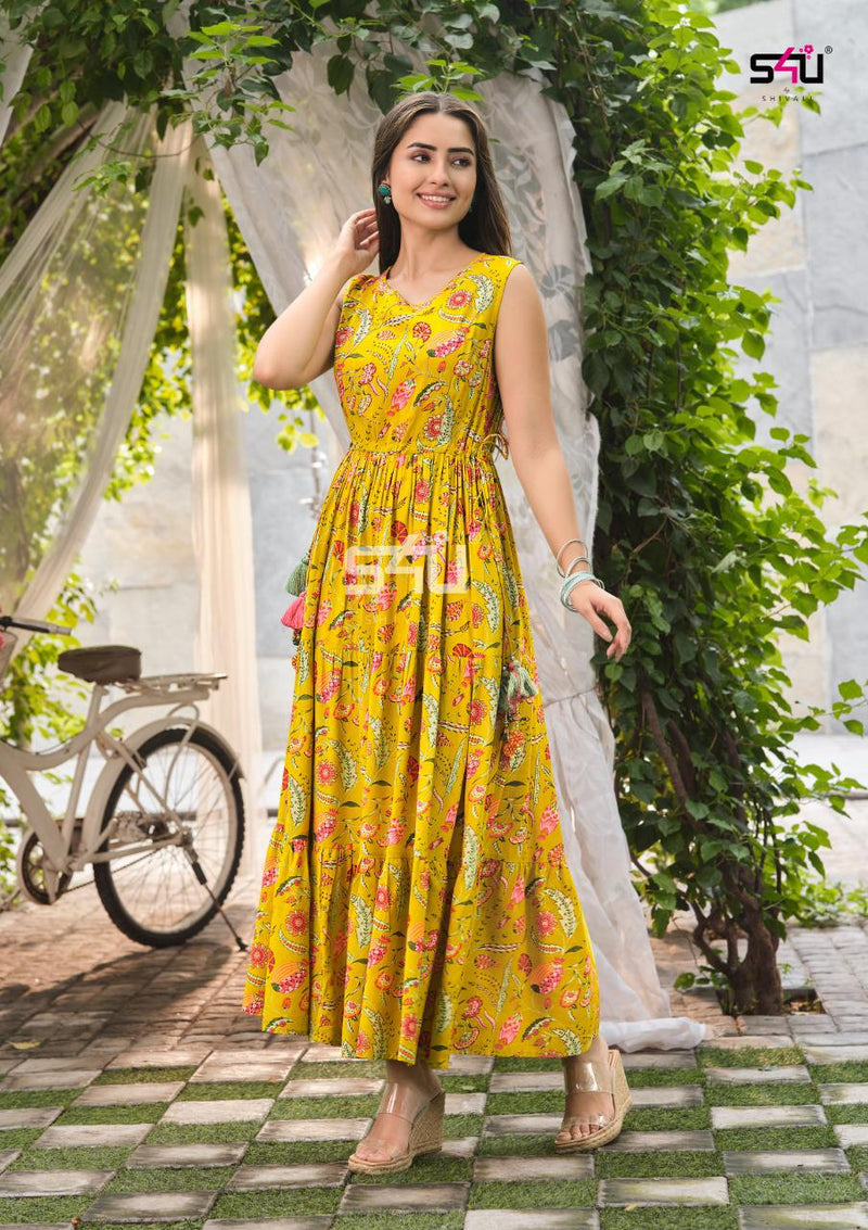 S4u Shivali Weekend Passion Rayon With Beautiful Floral Printed Work Stylish Designer Party Wear Fancy Kurti