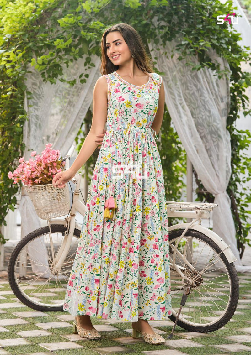 Handmade Cotton Hand Block A-Line Kurti Kurta Floral Design – panchakanya