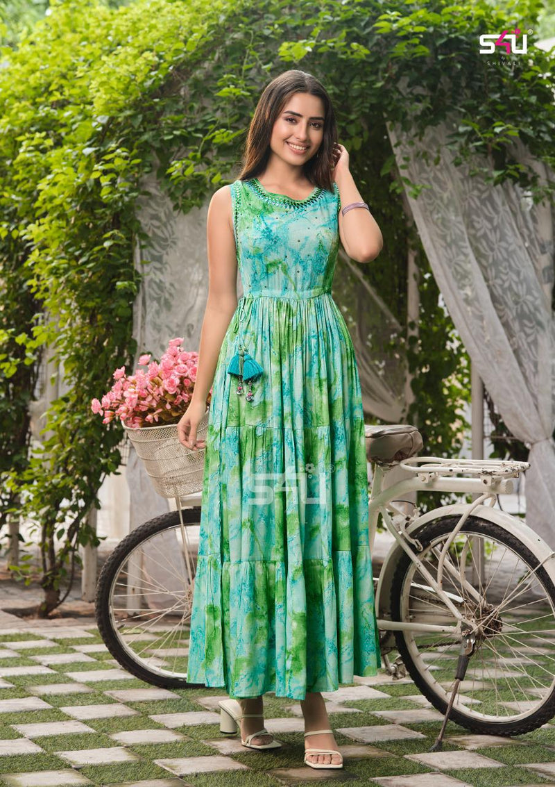 S4u Shivali Weekend Passion Rayon With Beautiful Floral Printed Work Stylish Designer Party Wear Fancy Kurti