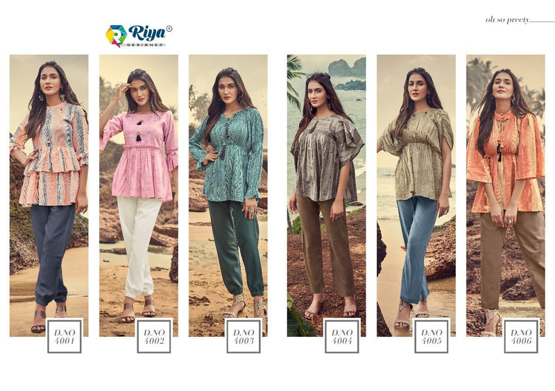 Riya Designer Western Vol 4 Handloom Cotton  Fancy Top Type Kurtis With Stripes