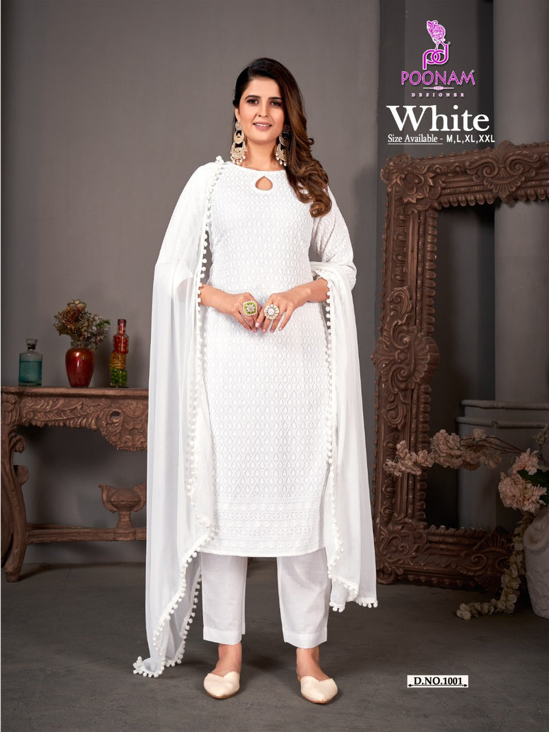 Poonam White Rayon With Beautiful Look Stylish Designer Festive Wear Attractive Look Fancy Kurti