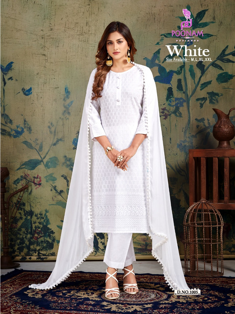 Poonam White Rayon With Beautiful Look Stylish Designer Festive Wear Attractive Look Fancy Kurti