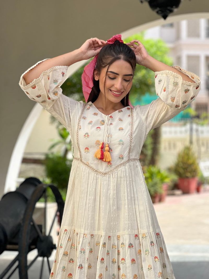 Shop Off white and yellow embroidered kurta and pants with kota dupatta-  Set Of Three | The Secret Label | Casual indian fashion, Stylish dress  designs, Stylish dresses