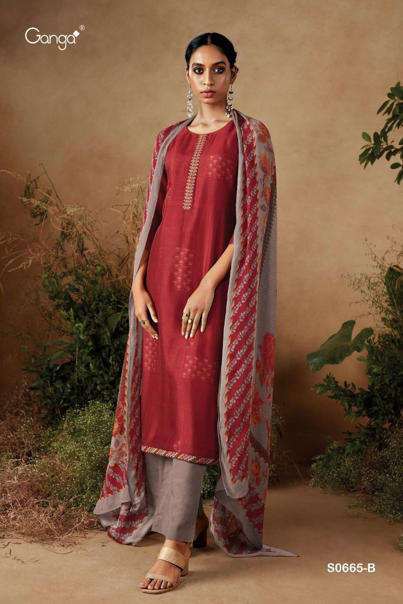 Ganga Willa 665 Bemberg Silk Bridal Wear Salwar Suit