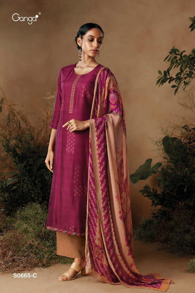 Ganga Willa 665 Bemberg Silk Bridal Wear Salwar Suit