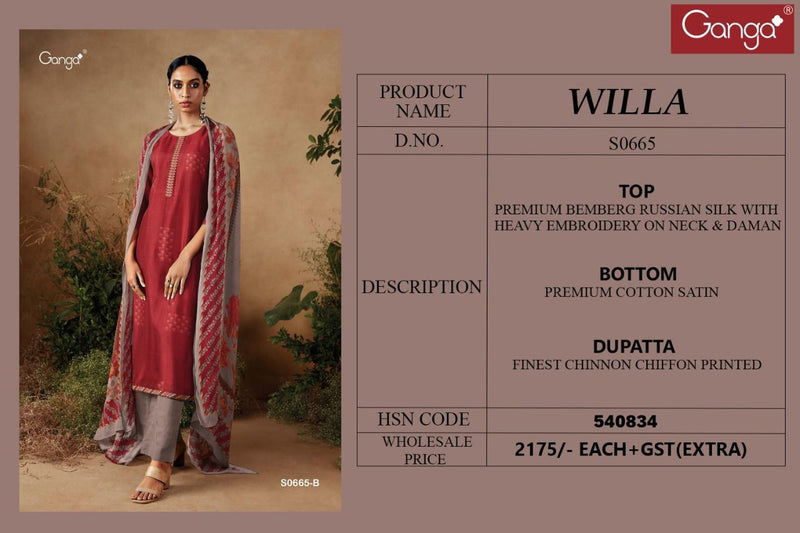 Ganga Willa 665 Bemberg Silk Bridal Wear Salwar Suit