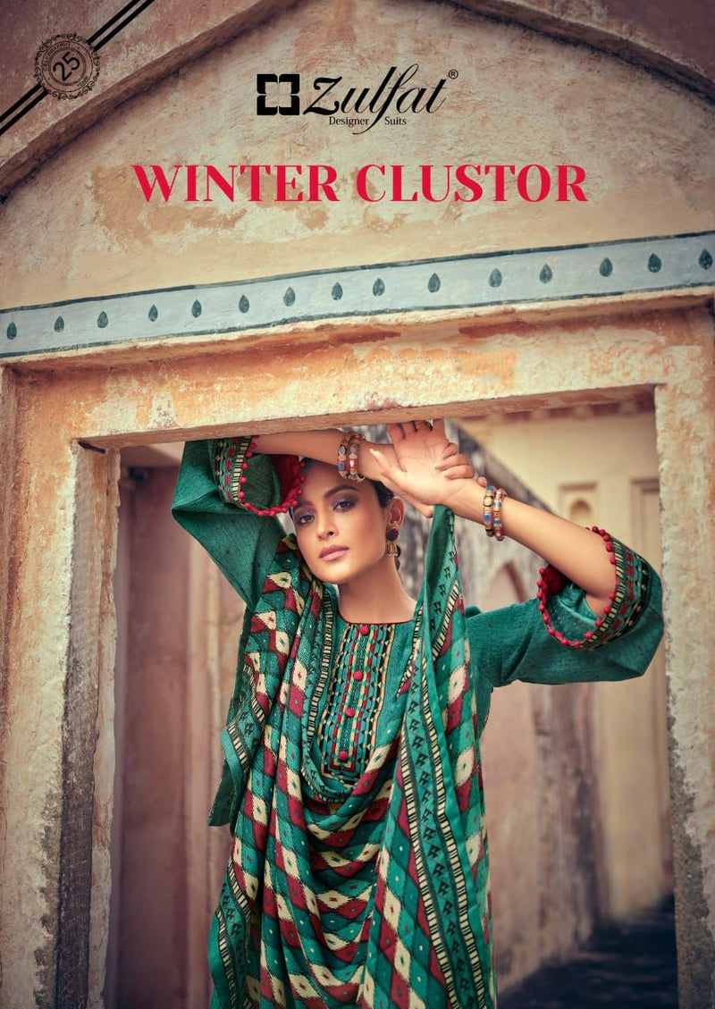 Zulfat Winter Clustor Pashmina With Printed work Stylish Designer Casual Wear Salwar Kameez