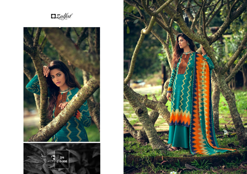 Zulfat Designer Suits Winter Fantasy Vol 3 Digital Print Salwar Kameez in Pure Pashmina
