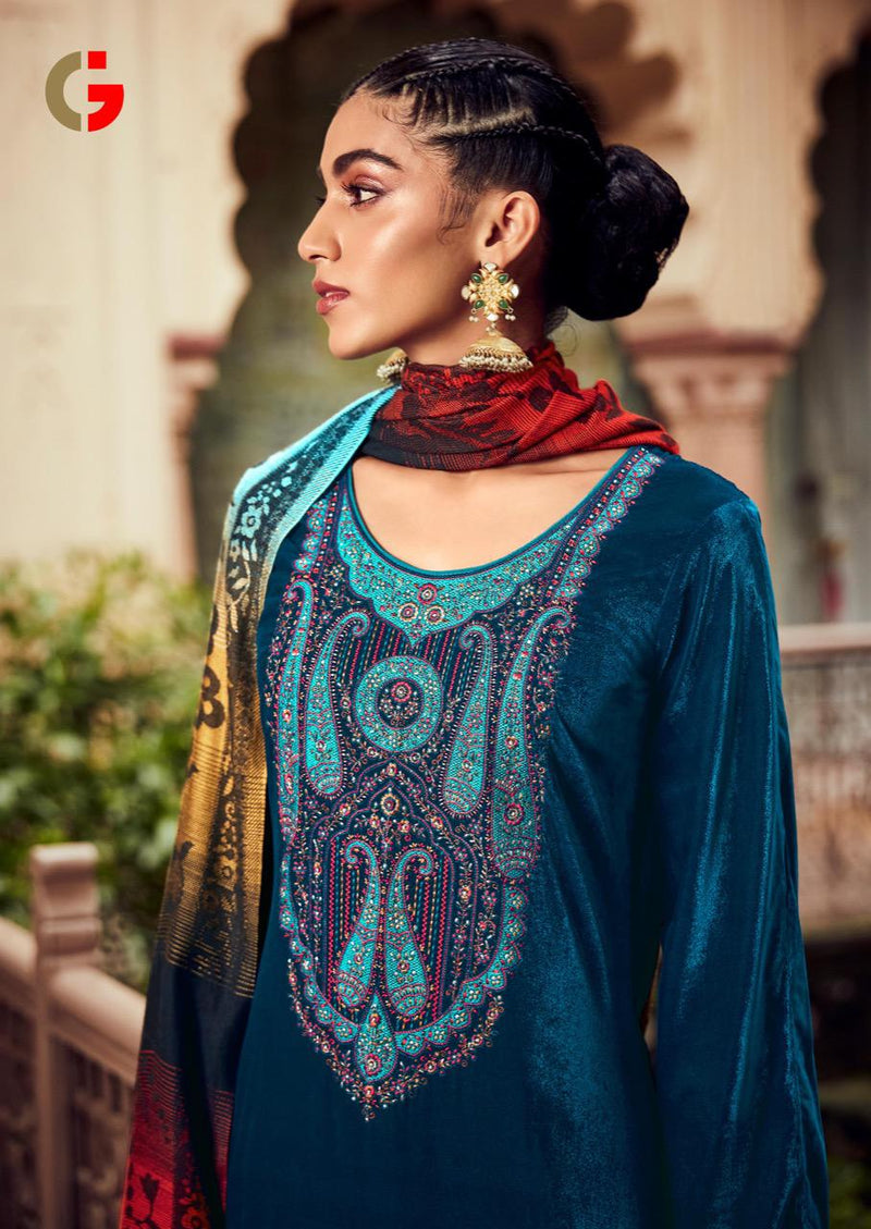 Gull Jee Wintery Velvet With Beautiful Embroidery Work Stylish Designer Festive Wear Salwar Kameez