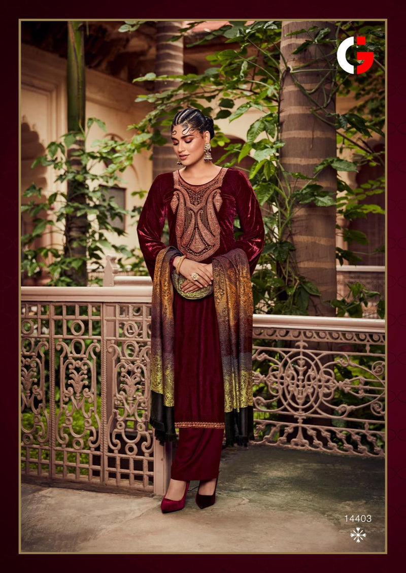 Gull Jee Wintery Velvet With Beautiful Embroidery Work Stylish Designer Festive Wear Salwar Kameez