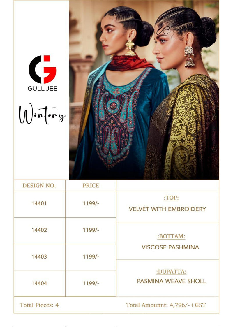 Gull Jee Wintery Velvet With Beautiful Embroidery Work Stylish Designer Festive Wear Salwar Kameez