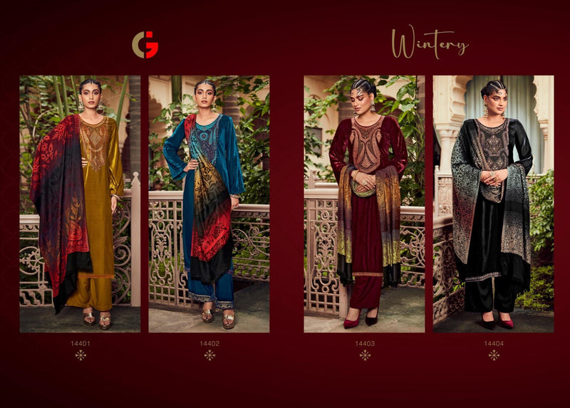 Gull Jee Wintery Velvet With Beautiful Embroidery Work Stylish Designer Festive Wear Salwar Kameez