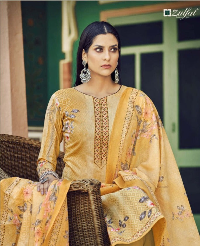 Zulfat Designer Suits Wonder Lawn Cotton Party Wear Salwar Suits With Digital Print