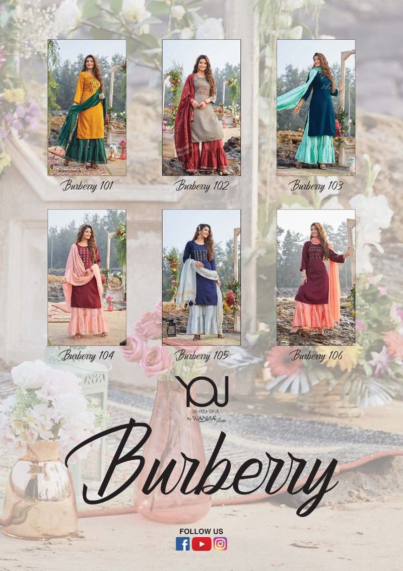 Wanna Burberry Pure Chinon Silk With Work Sharara Kurti Collection