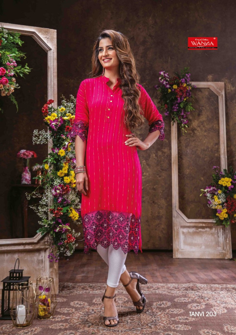 Wanna Tanvi Vol 2 Rayon Printed Designer Fancy Kurtis