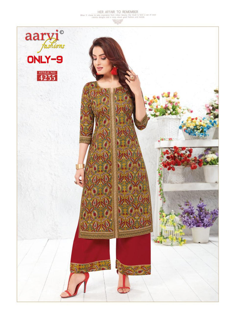 Aarvi Fashion Only 9 Heavy Cotton Fancy Kurtis With Plazo