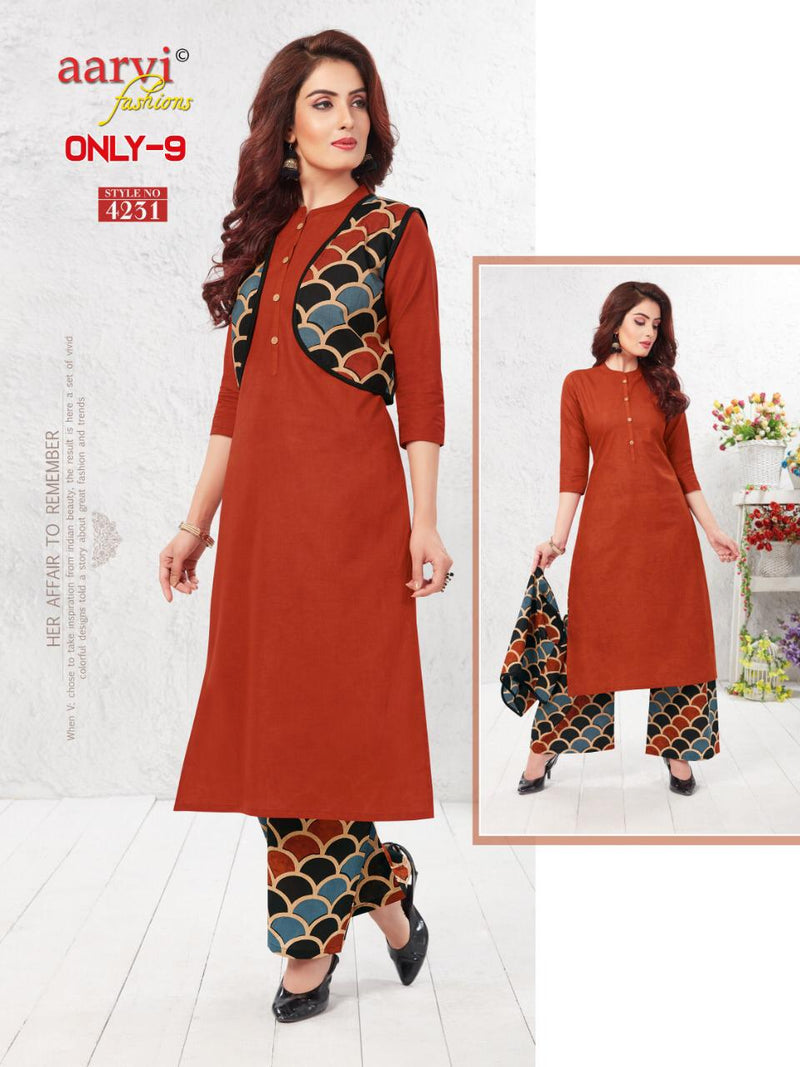 Aarvi Fashion Only 9 Heavy Cotton Fancy Kurtis With Plazo