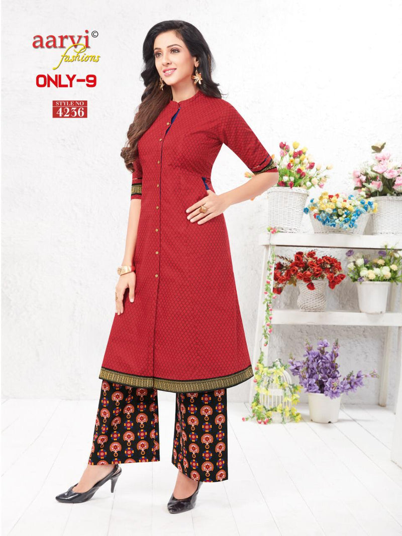 Aarvi Fashion Only 9 Heavy Cotton Fancy Kurtis With Plazo