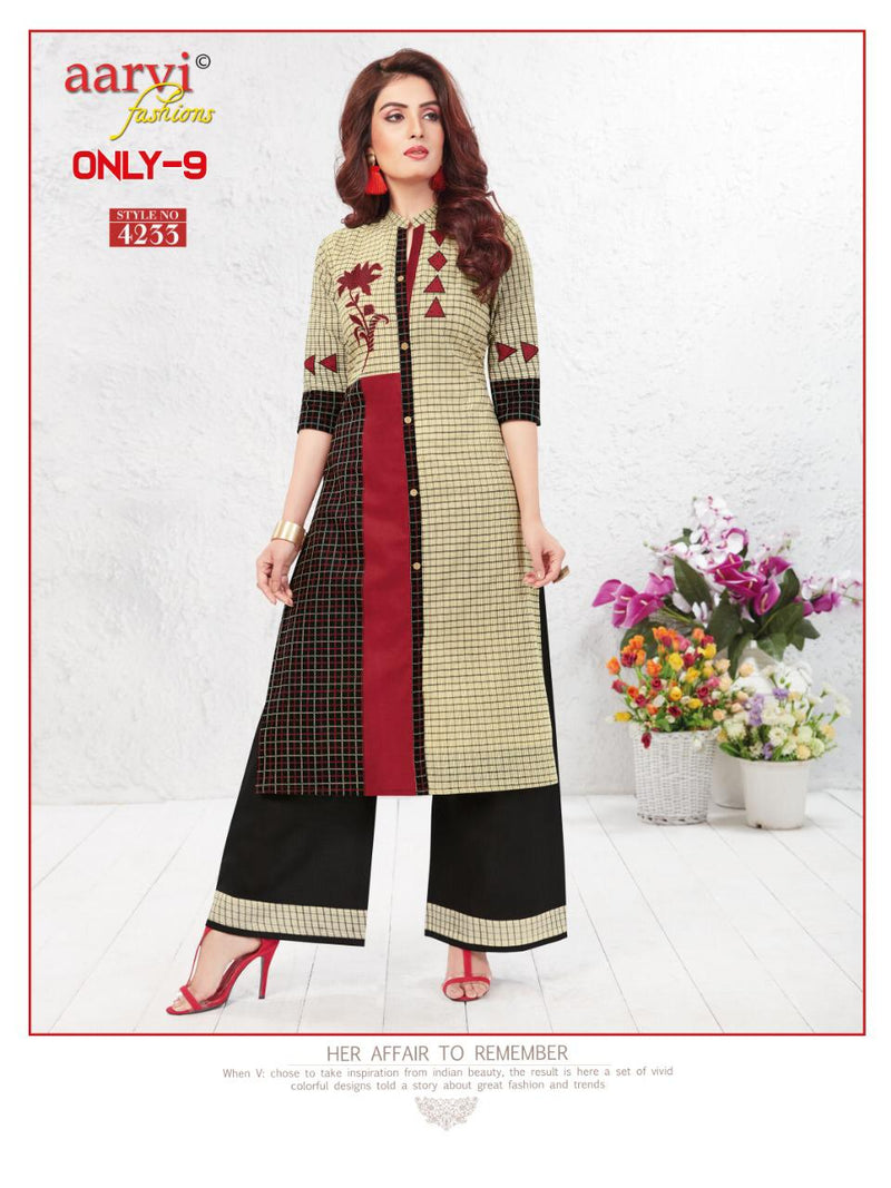 Aarvi Fashion Only 9 Heavy Cotton Fancy Kurtis With Plazo