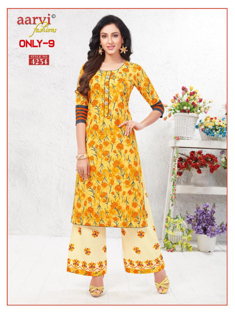 Aarvi Fashion Only 9 Heavy Cotton Fancy Kurtis With Plazo