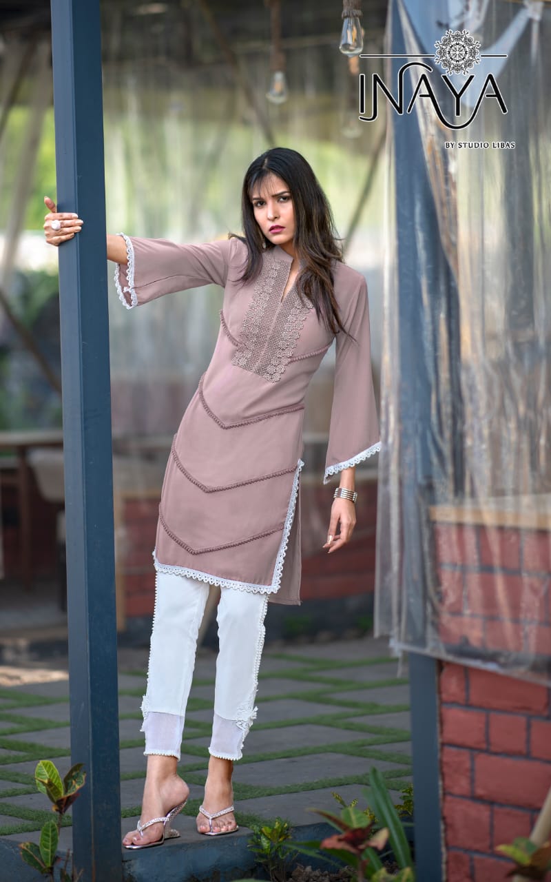 Inaya Studio Classy Formals Lpc 48 Staright Tunic With Cigarette In Imported