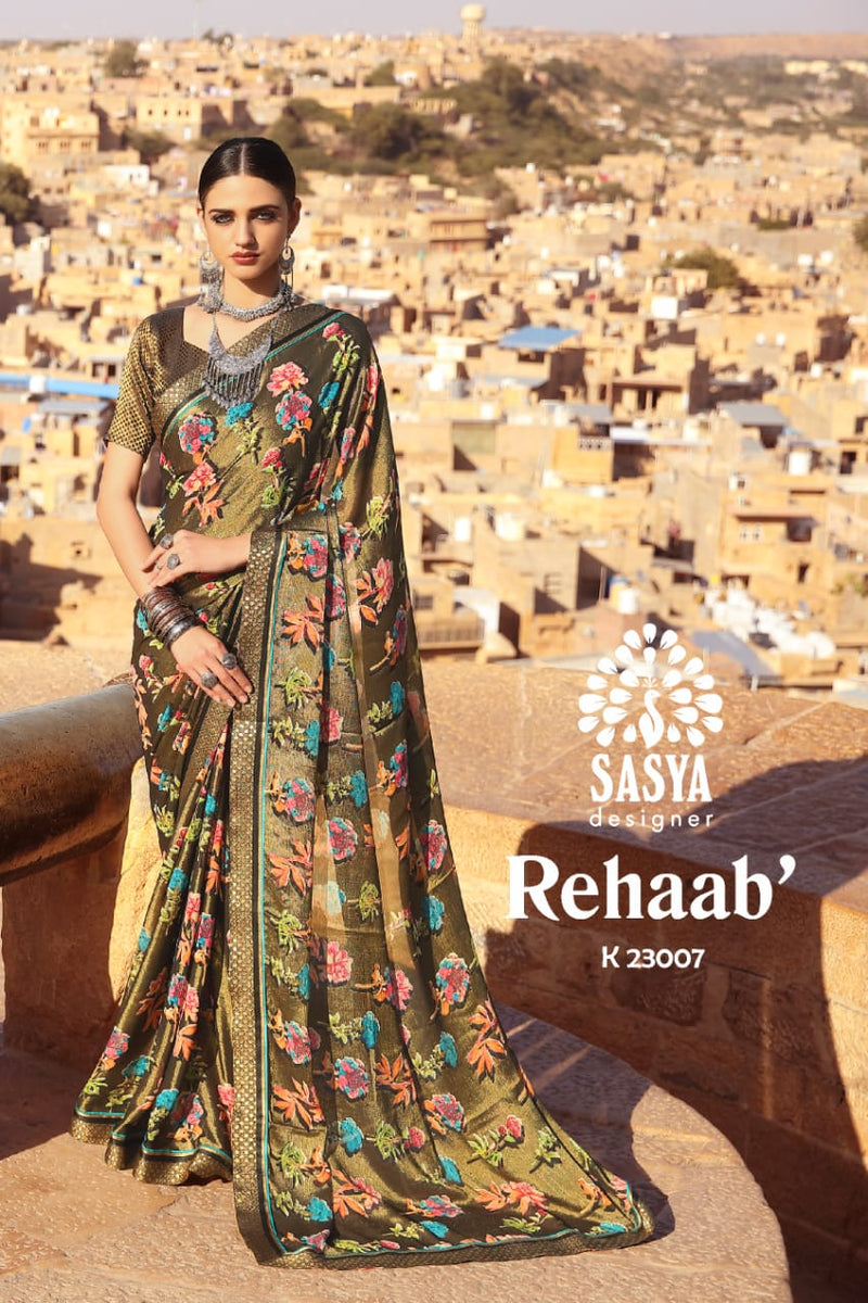 Sasya Designer Rehaab Designer Sarees With Silk Jacquard Border In Brasso