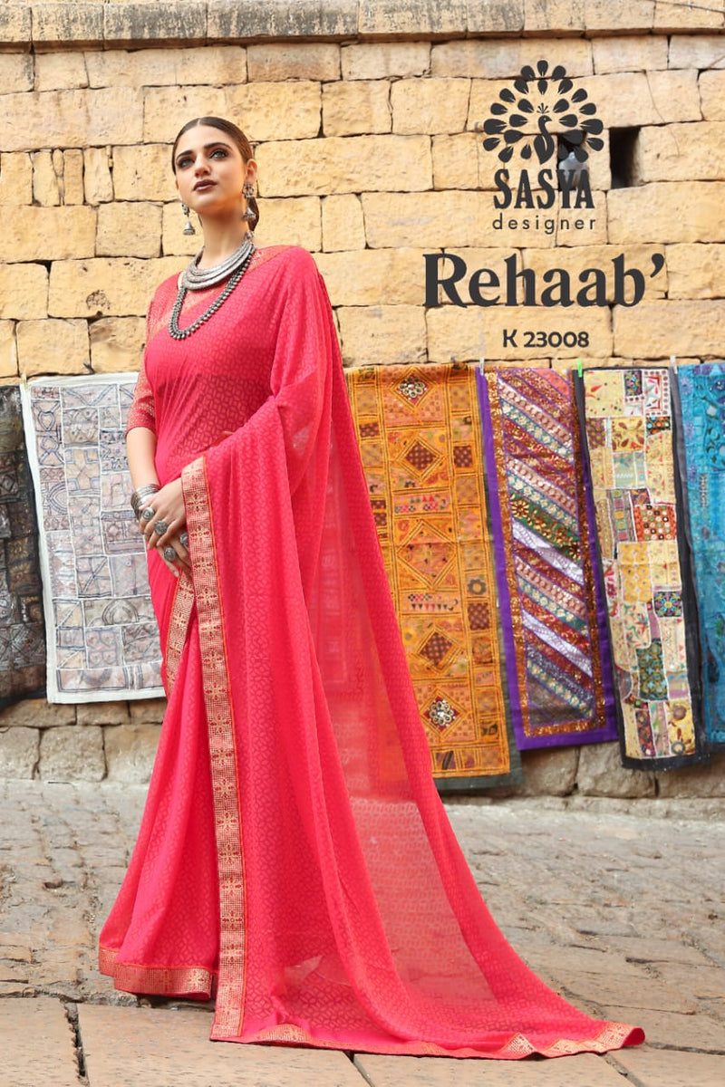 Sasya Designer Rehaab Designer Sarees With Silk Jacquard Border In Brasso
