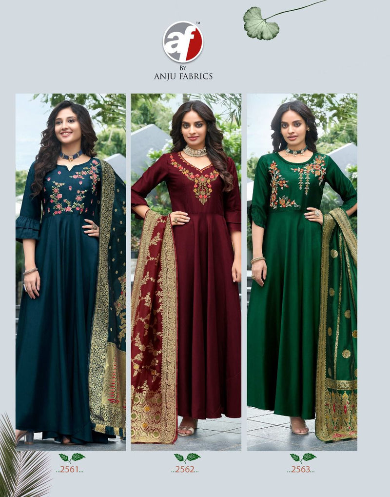 Anju Fabrics Dno 2561 To 2566 Silk Stylish Designer Casual Look Kurti With Dupatta