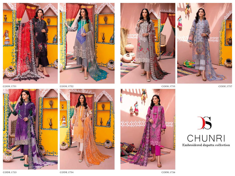 Deepsy Suit Chunri 22-2 Pure Cotton With Embroidery Work Stylish Designer Printed Suits