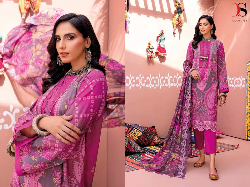 Deepsy Suit Chunri 22-2 Pure Cotton With Embroidery Work Stylish Designer Printed Suits