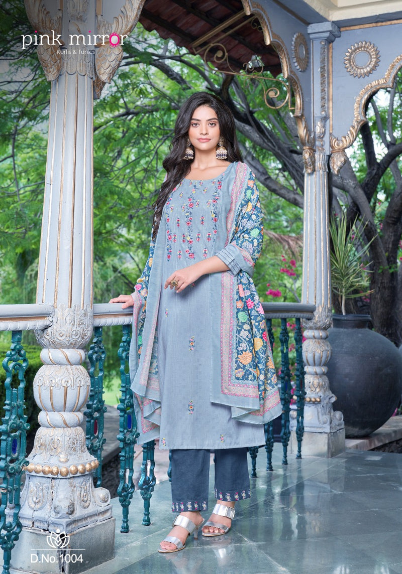 Pink Mirror Dno 1001 To 1006 Viscose Stylish Designer Party Wear Kurti with Dupatta