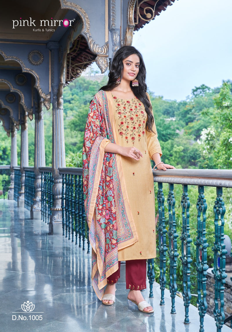 Pink Mirror Dno 1001 To 1006 Viscose Stylish Designer Party Wear Kurti with Dupatta