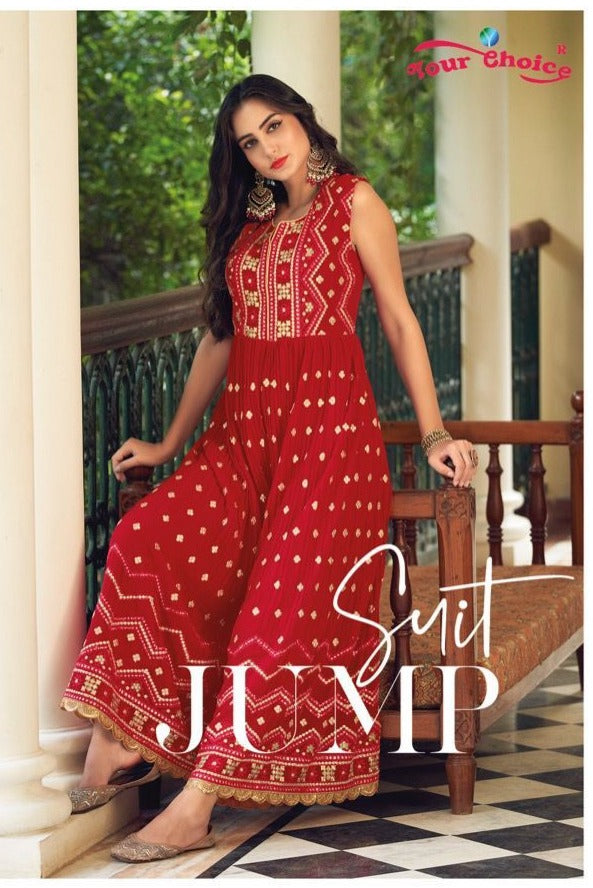 Your Choice Jump Suit Georgette With Embroidery Work Stylish Designer Party Wear Long Kurti